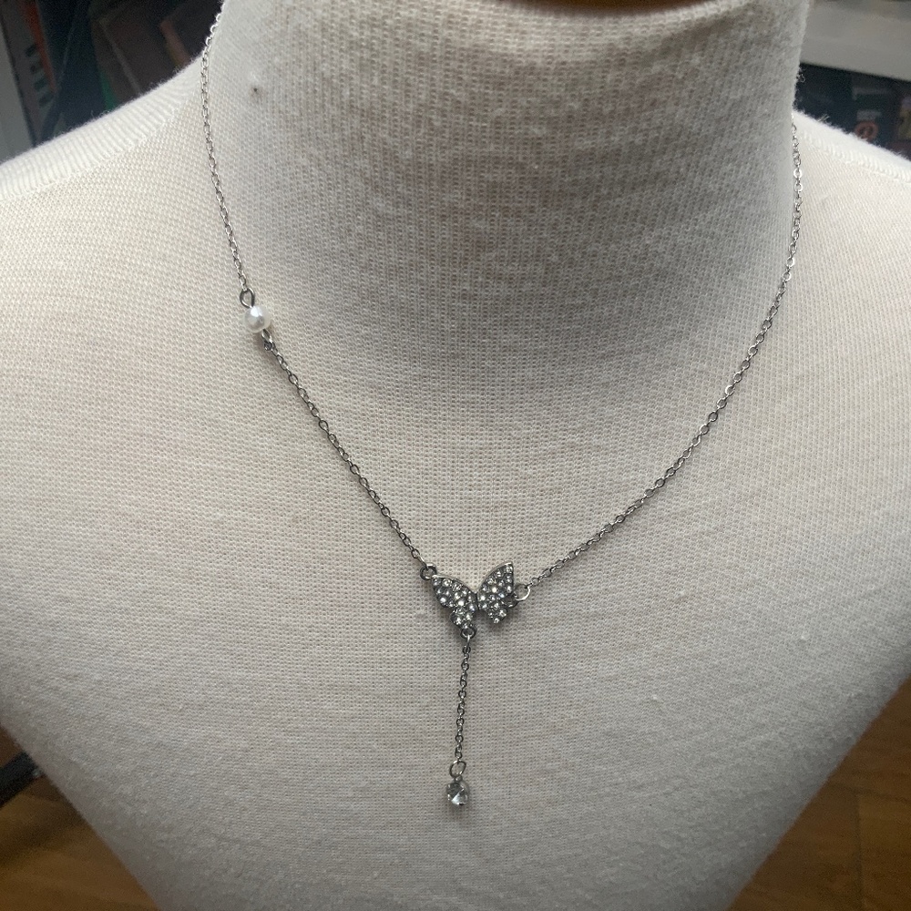 Silver-Toned Butterfly Necklace